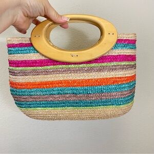 MULTICOLOR STRIPED SMALL STRUCTURED STRAW SUMMER‎ PURSE